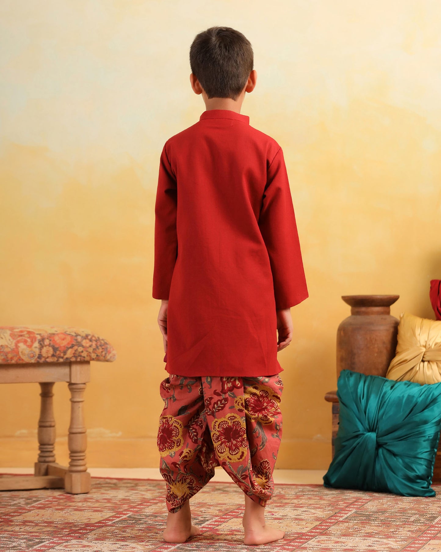 BOY DHOLA MARU DHOTI KURTA SET- MAROON