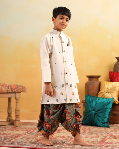 BOY DHOLA MARU DHOTI KURTA SET- BEIGE