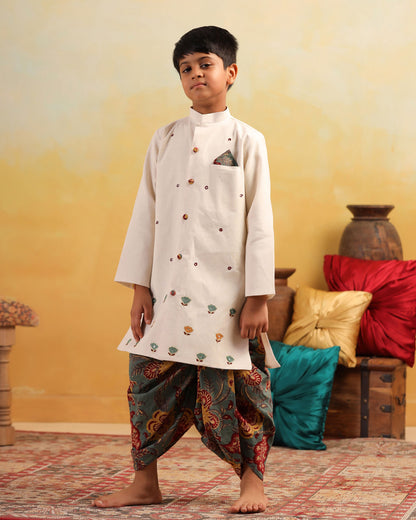 BOY DHOLA MARU DHOTI KURTA SET- BEIGE