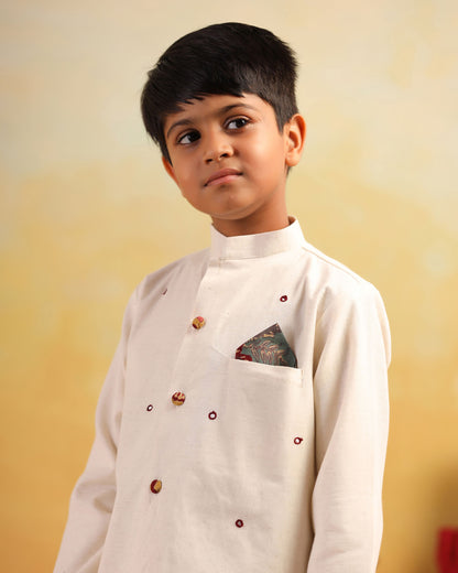 BOY DHOLA MARU DHOTI KURTA SET- BEIGE
