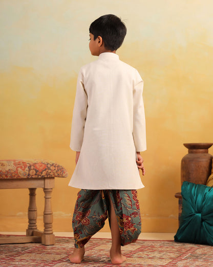 BOY DHOLA MARU DHOTI KURTA SET- BEIGE