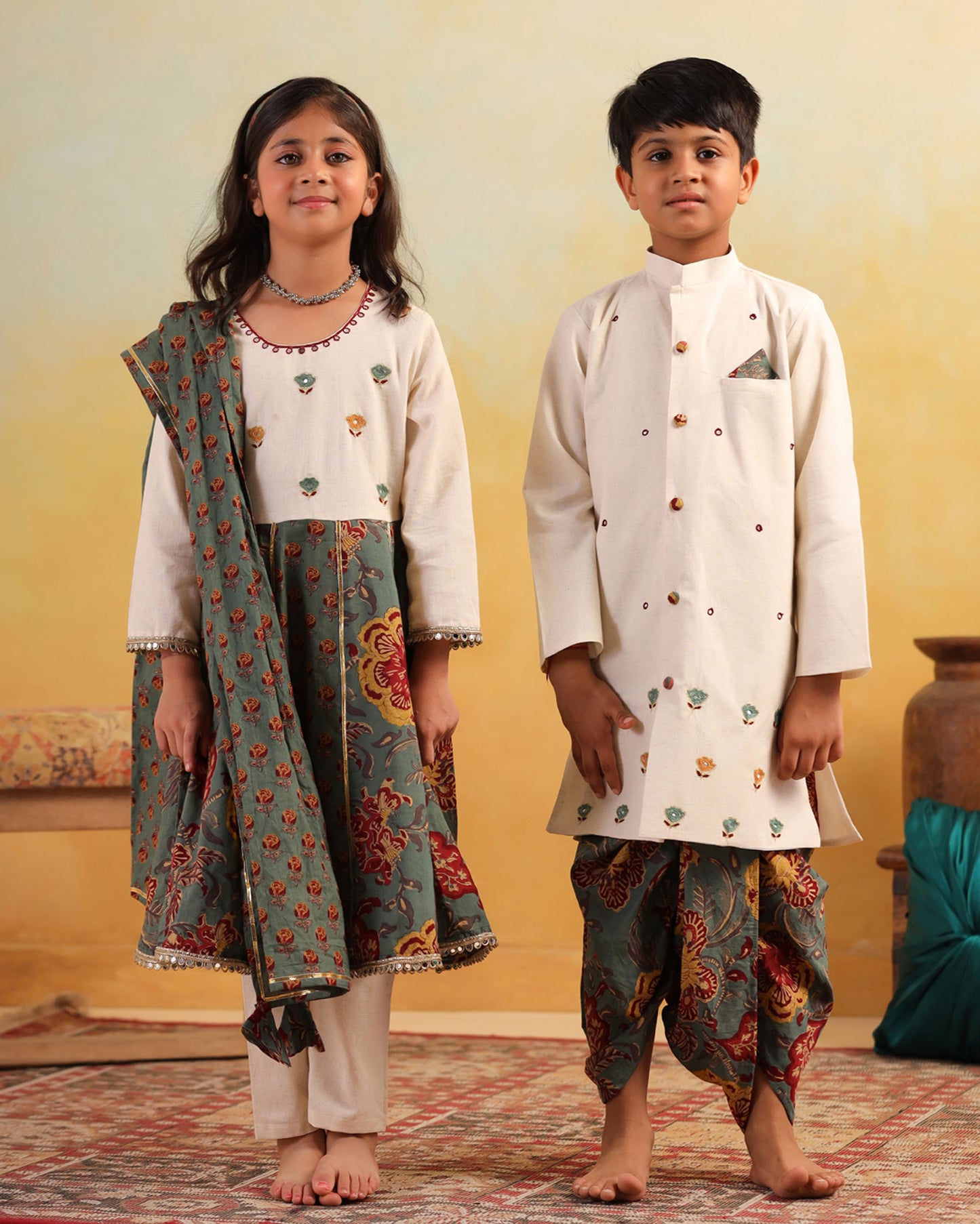 BOY DHOLA MARU DHOTI KURTA SET- BEIGE