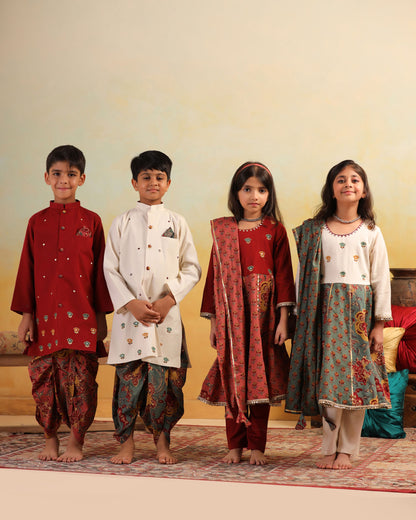 GIRL DHOLA MARU EMBROIDERED SKIRT SET