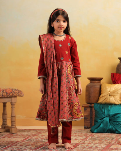 GIRL DHOLA MARU EMBROIDERED SKIRT SET