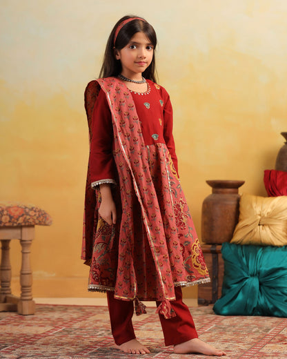 GIRL DHOLA MARU EMBROIDERED SKIRT SET