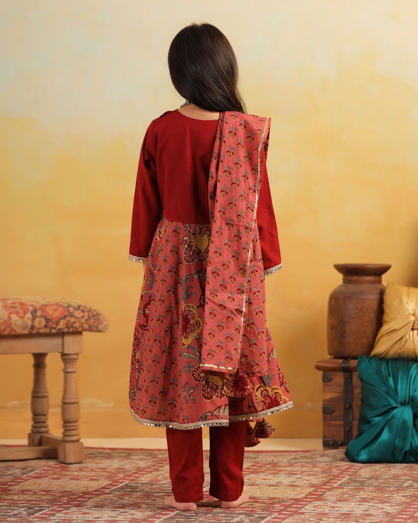 GIRL DHOLA MARU EMBROIDERED SKIRT SET