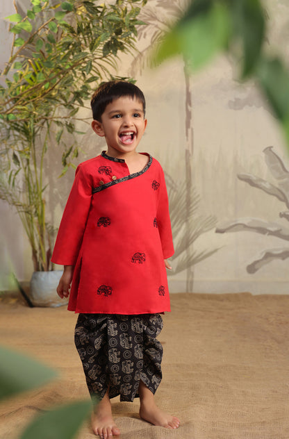 BOY ELEPHANT DHOTI  KURTA  SET
