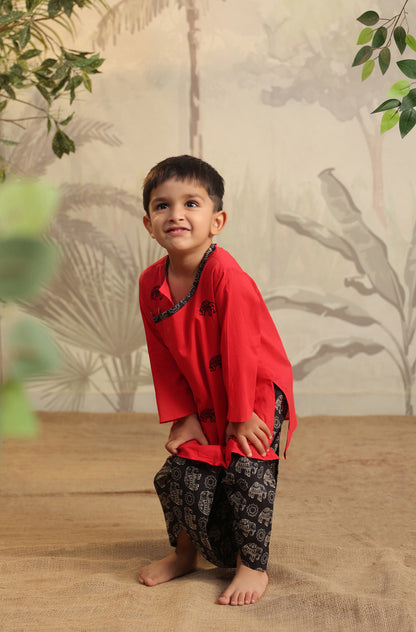 BOY ELEPHANT DHOTI  KURTA  SET