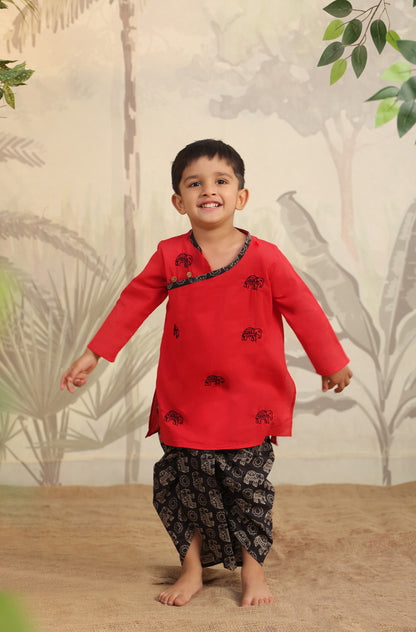 BOY ELEPHANT DHOTI  KURTA  SET