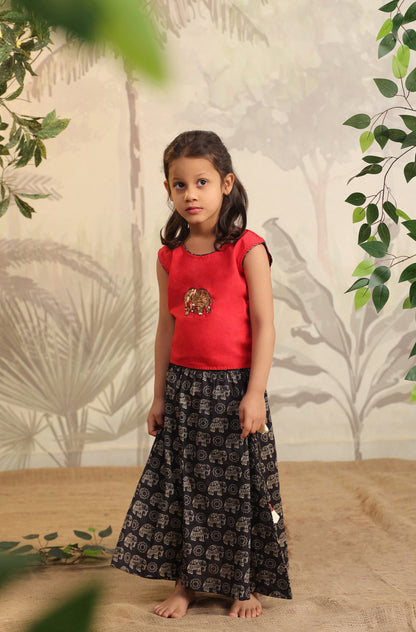 GIRL ELEPHANT SKIRT TOP SET