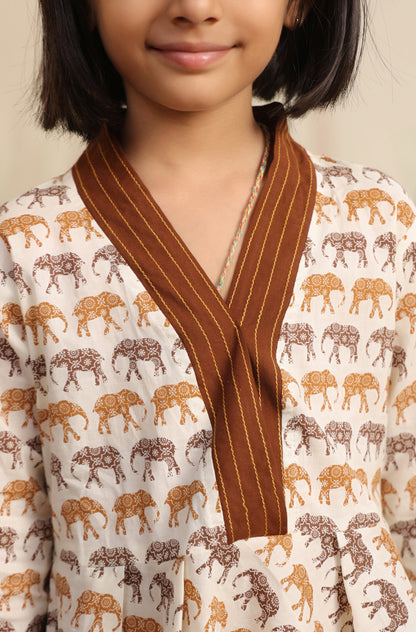 GIRL ELEPHANT PRINT KURTA SET