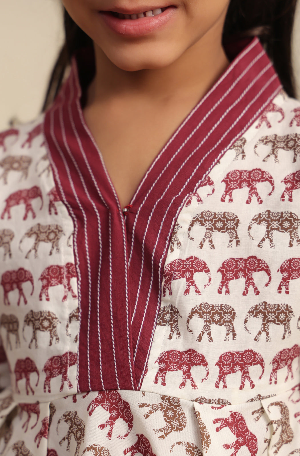 GIRL ELEPHANT PRINT KURTA SET