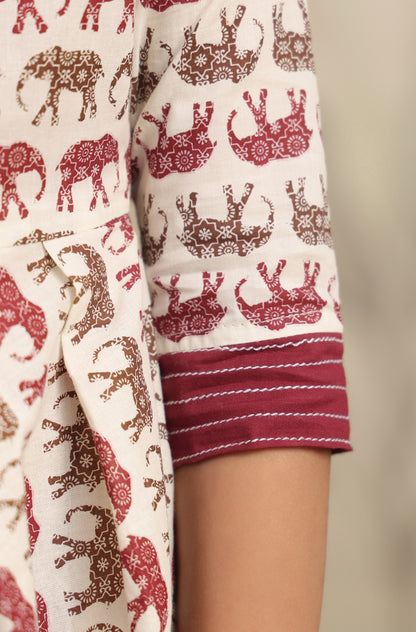 GIRL ELEPHANT PRINT KURTA SET