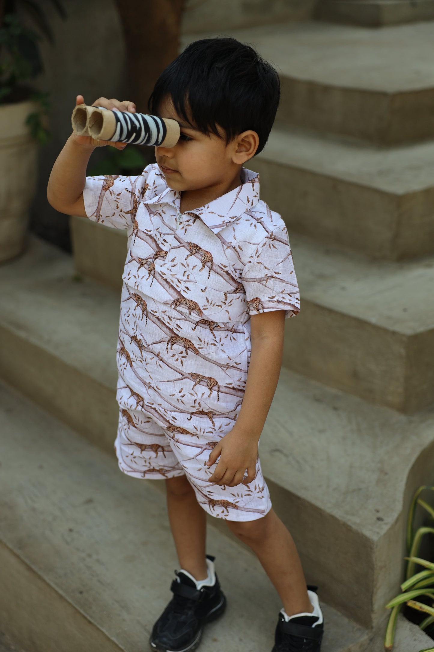 The Mystic Felines Print Pure Linen Coord Set