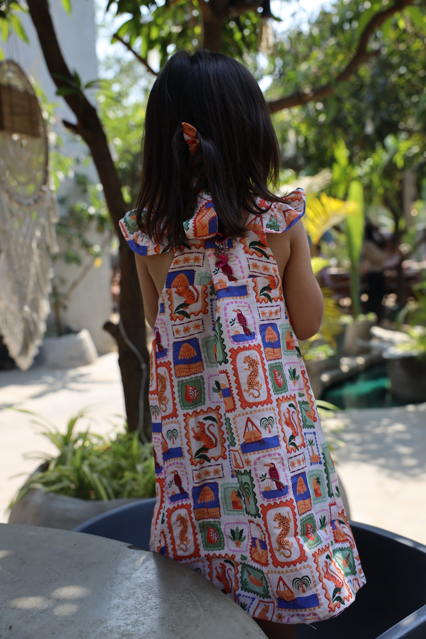 The Wild Emblem Print Pure Linen Dress