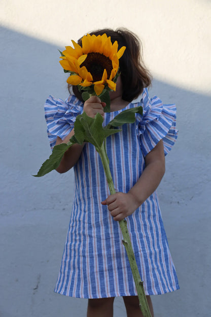Serene Stripes Pure Linen Dress