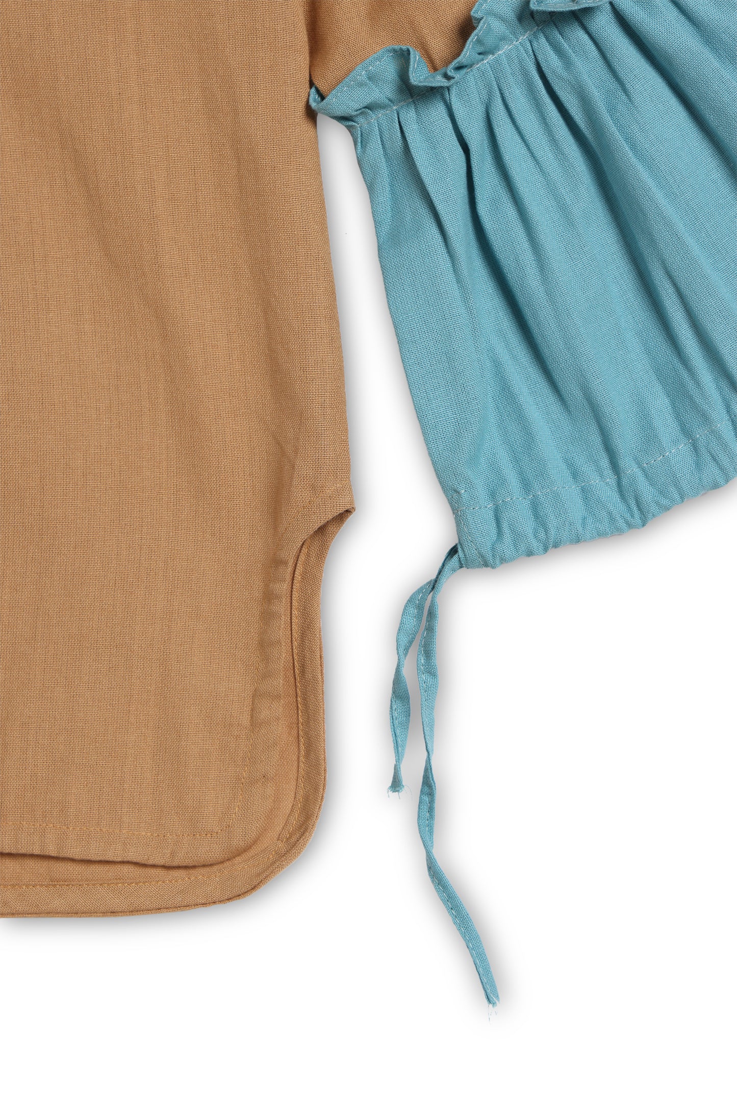 Playful Petals Puff Sleeve Beige  Dress