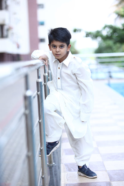 Boys Dazzling Snowflake Pathani Kurta Set