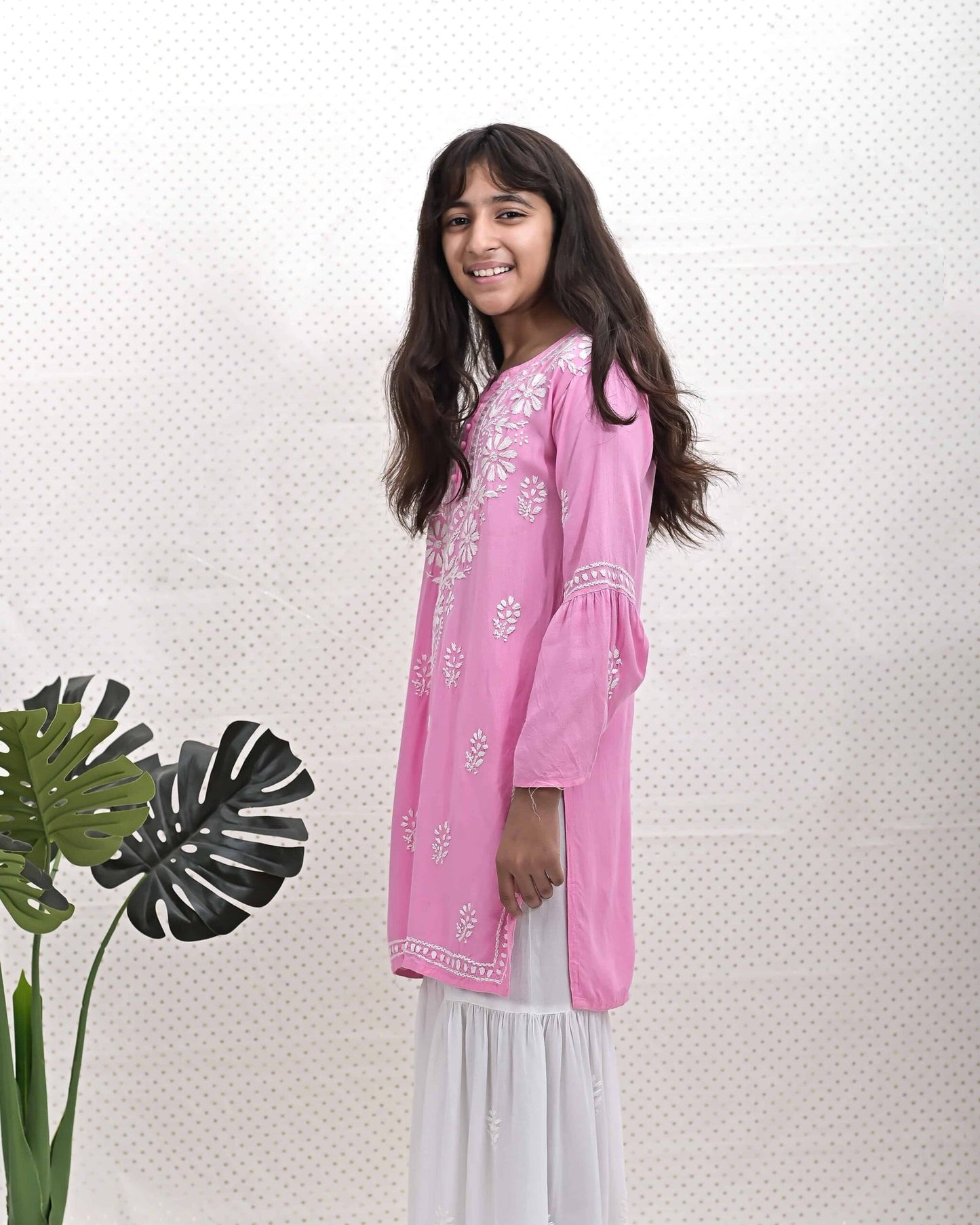 PINK CHIKANKARI GARARA SET