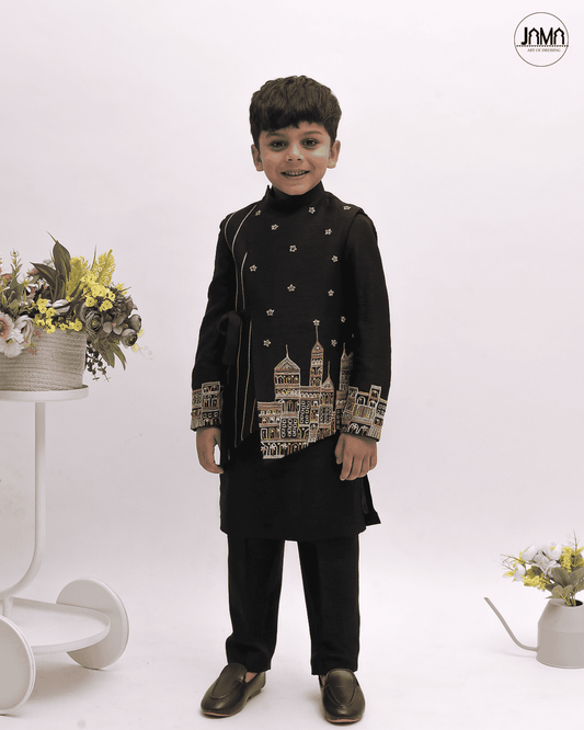 BLACK KURTA PANT WITH JACKET