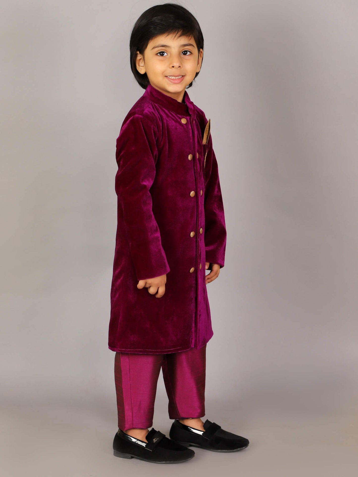 PURPLE VELVET BANDGALA WITH PANTS