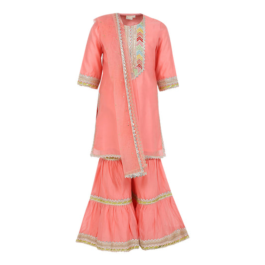 Chanderi Silk Kurta and Sharara set