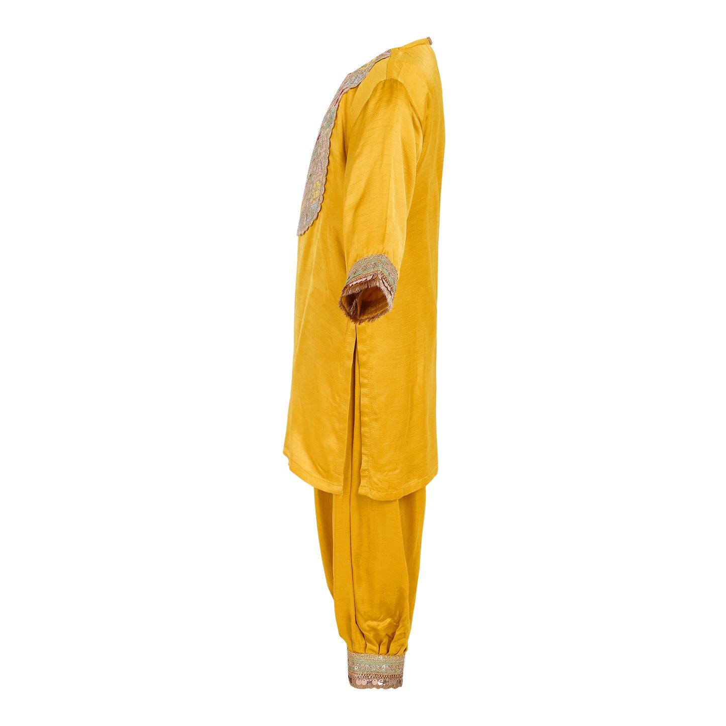 Raw satin dhoti set