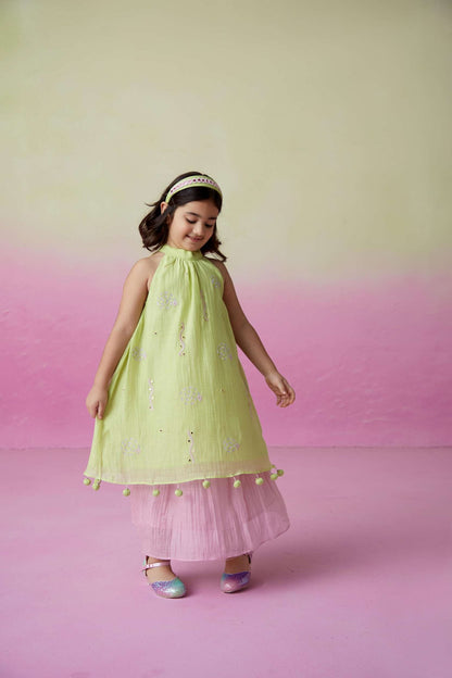 LITTLE STARRY KURTA SKIRT SET