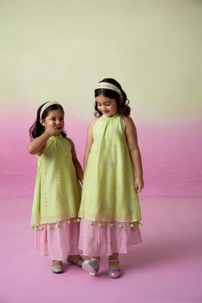 LITTLE STARRY KURTA SKIRT SET