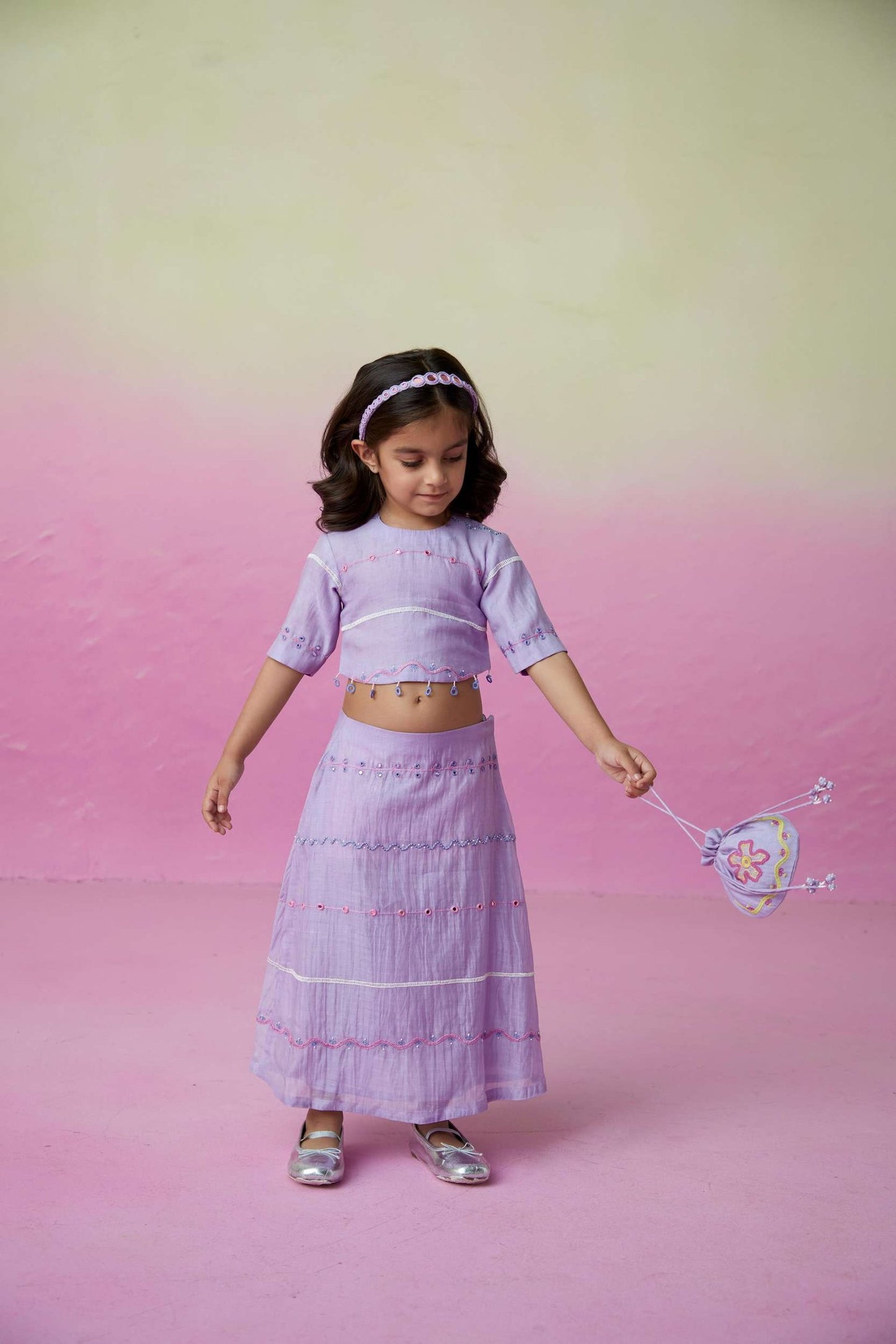LAVENDER LACE SKIRT TOP SET