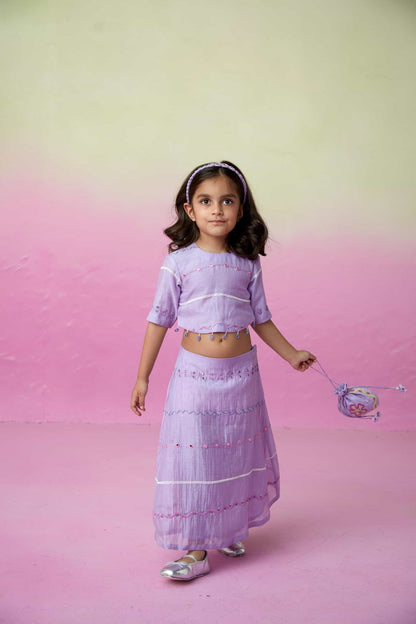 LAVENDER LACE SKIRT TOP SET