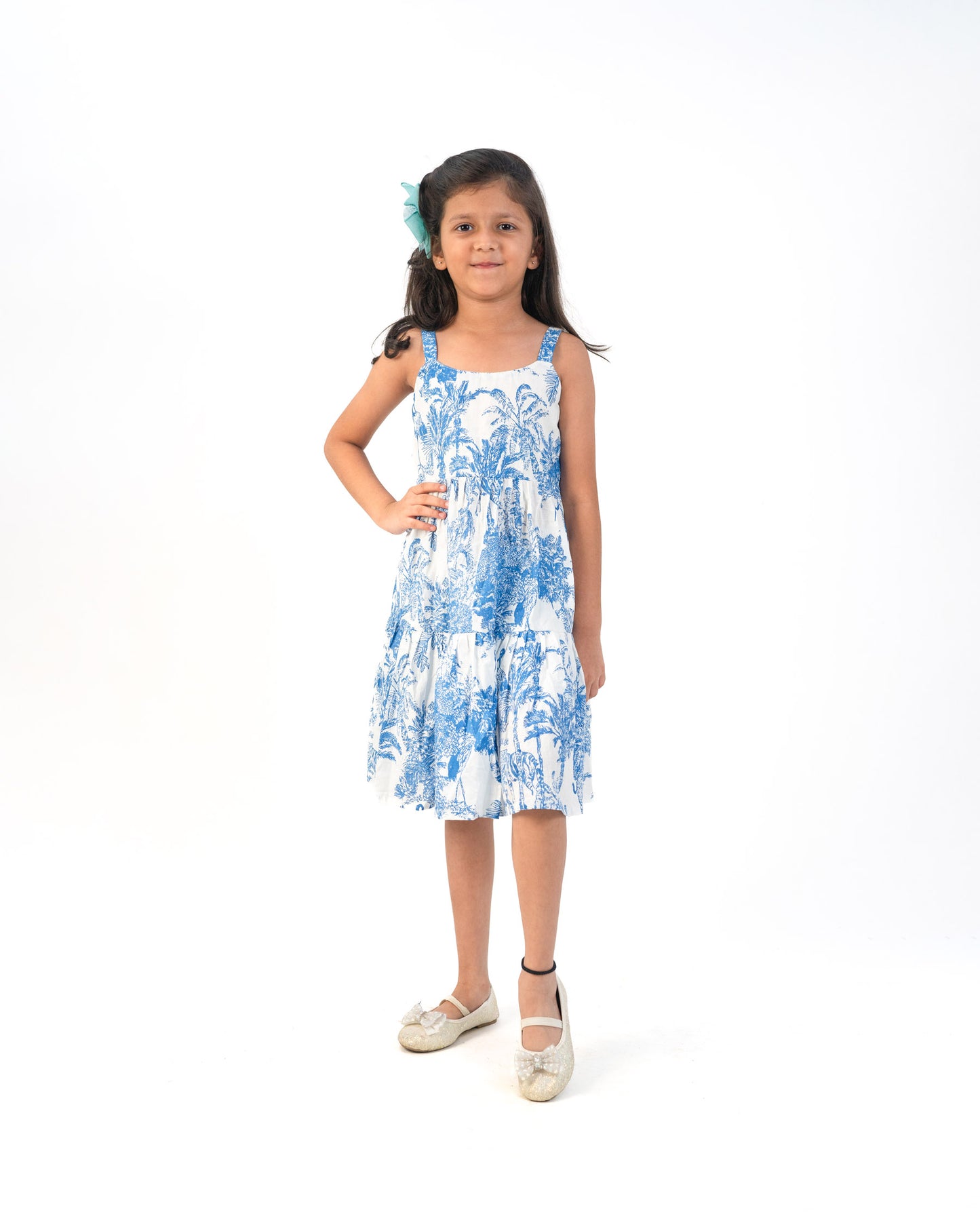 NATURE WHITE BLUE PRINTED FROCK