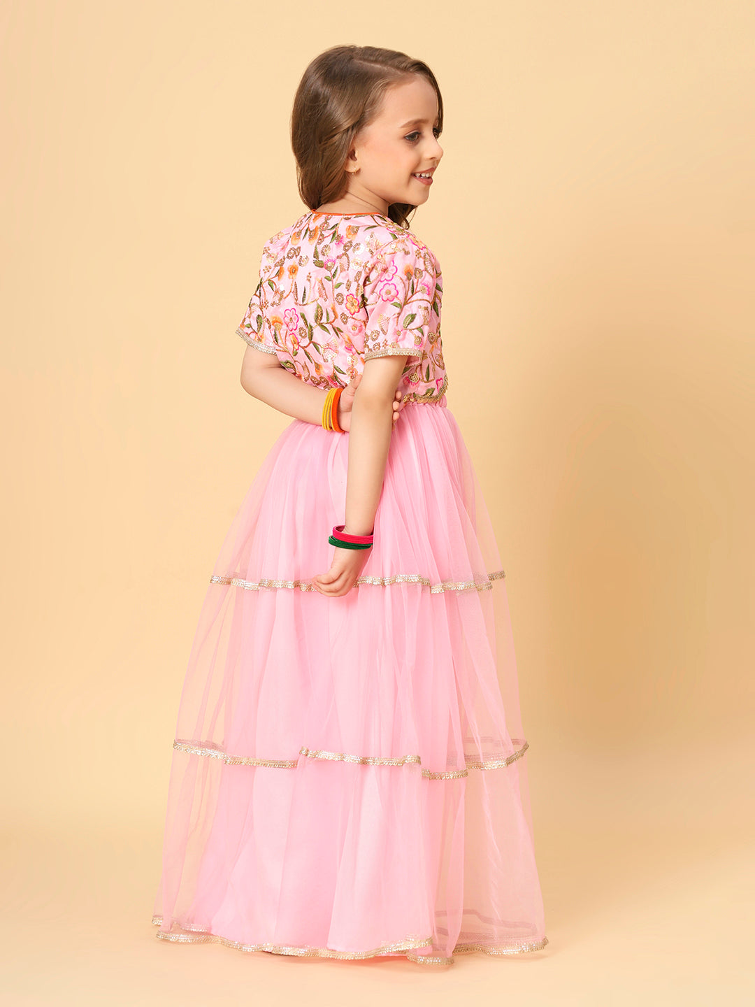 Pink Two Piece Party Wear Lehnga Choli set