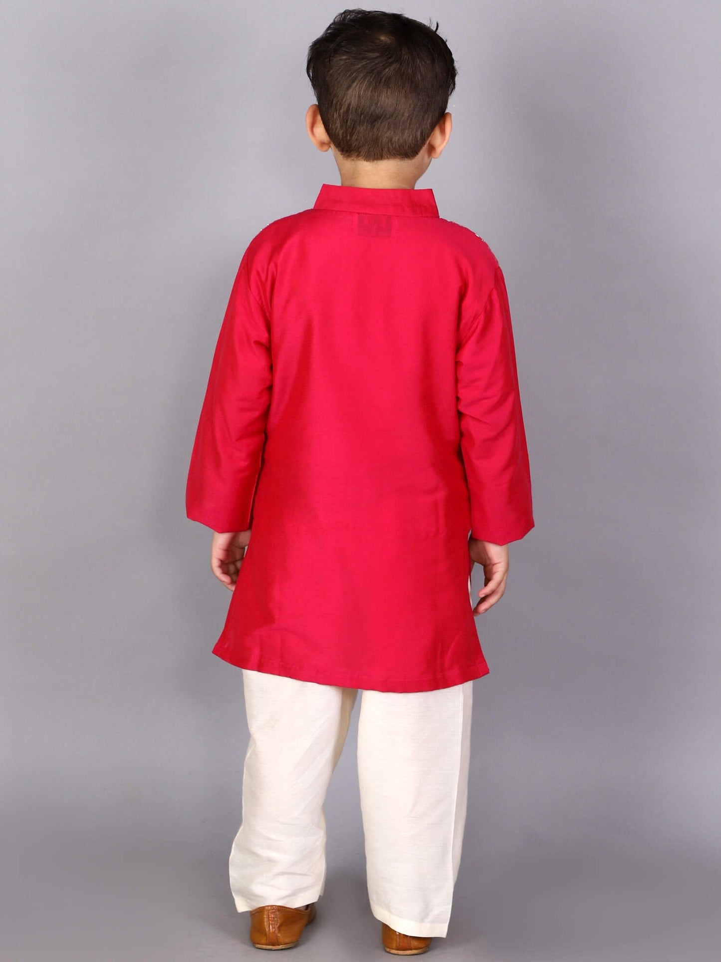 FUSCHIA PINK  KURTA WITH ATTACHED JACKET AND PYJAMA