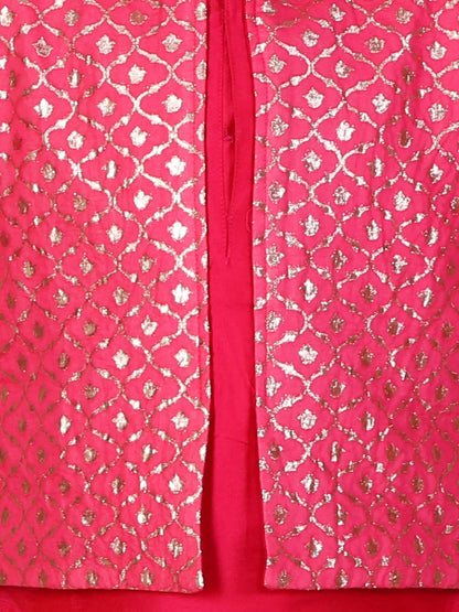 FUSCHIA PINK  KURTA WITH ATTACHED JACKET AND PYJAMA