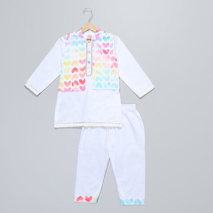 HEART PRINT KURTA PAYJAMA SET