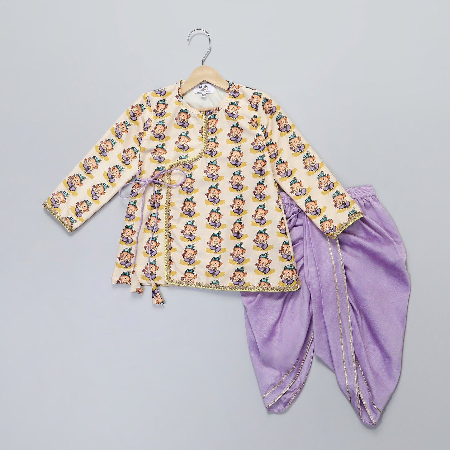 PURPLE COLOR /GANESH PRINT KURTA DHOTI SET