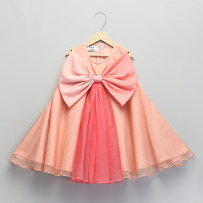 BIG PEACH DOUBLE SHADED BOW DRESS