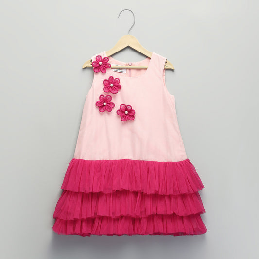 PINK 3D FLOWER DRESS