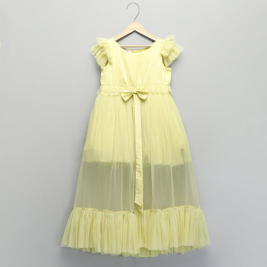 YELLOW SATIN DRESS