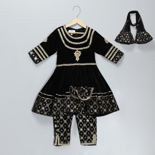 BLACK COLOR ANARKALI SET WITH DUPPATA