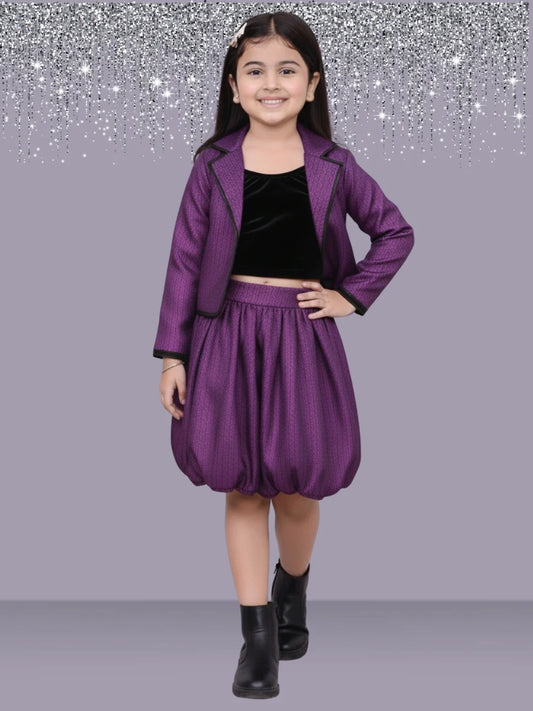 Glam up Girls Party Violet Jacket and Skirt