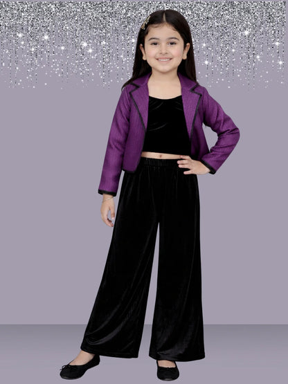 Glam up Girls Party Violet Jacket and Black Pant