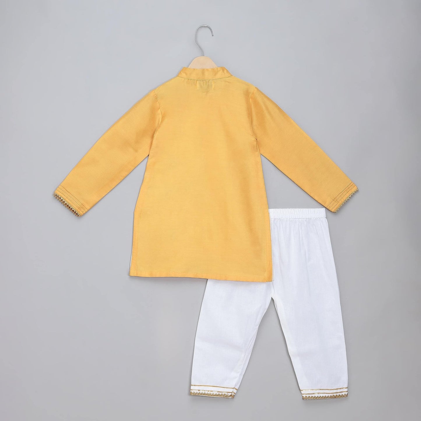 KITE EMBROIDERED WHITE YELLOW KURTA PYJAMA SET