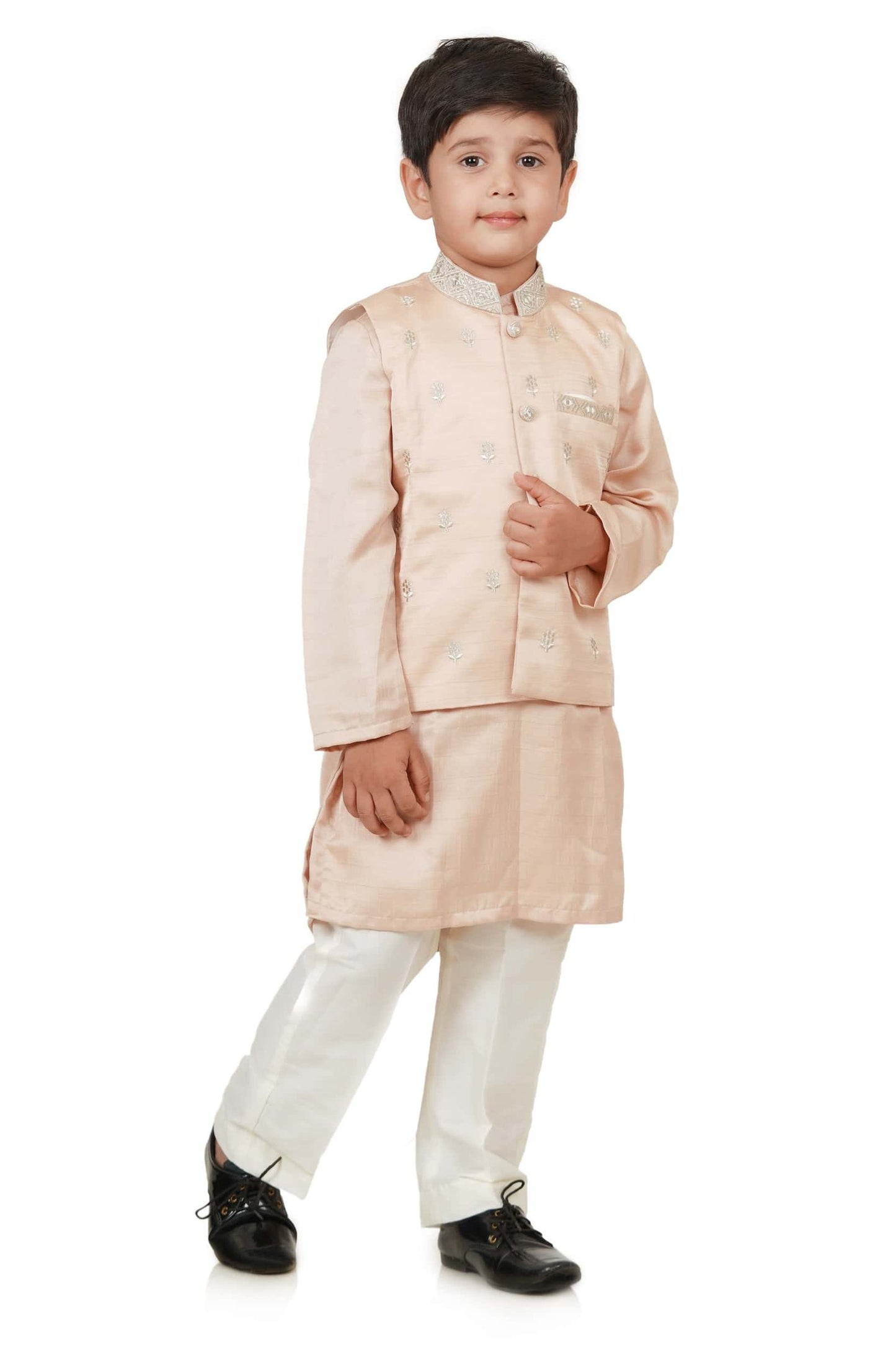 PASTEL PEACH KURTA JACKET SET