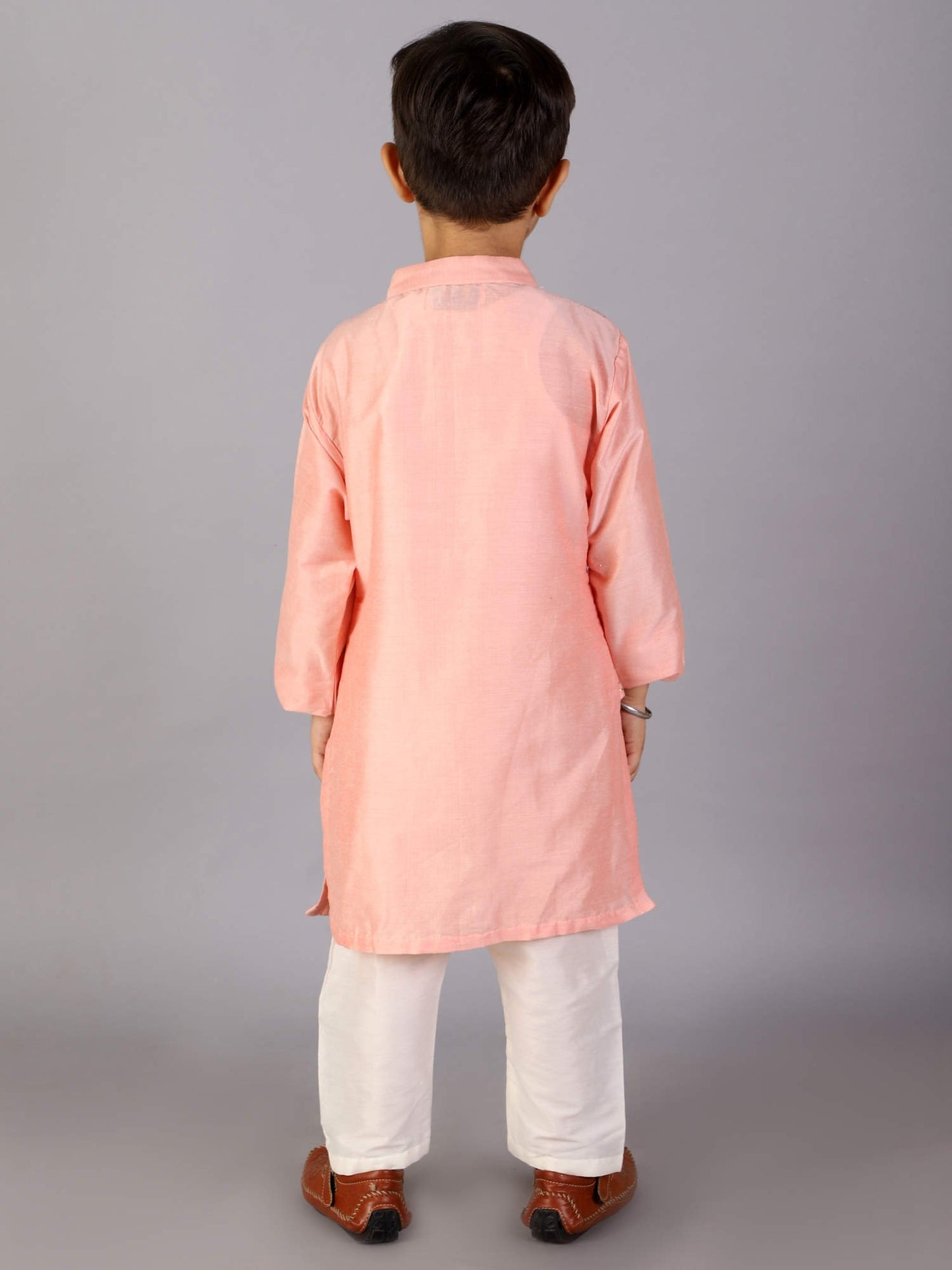 PATEL PEACH  KURTA WITH ATTACHED JACKET AND PYJAMA