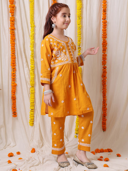 Mustard Chikankari Suit Set