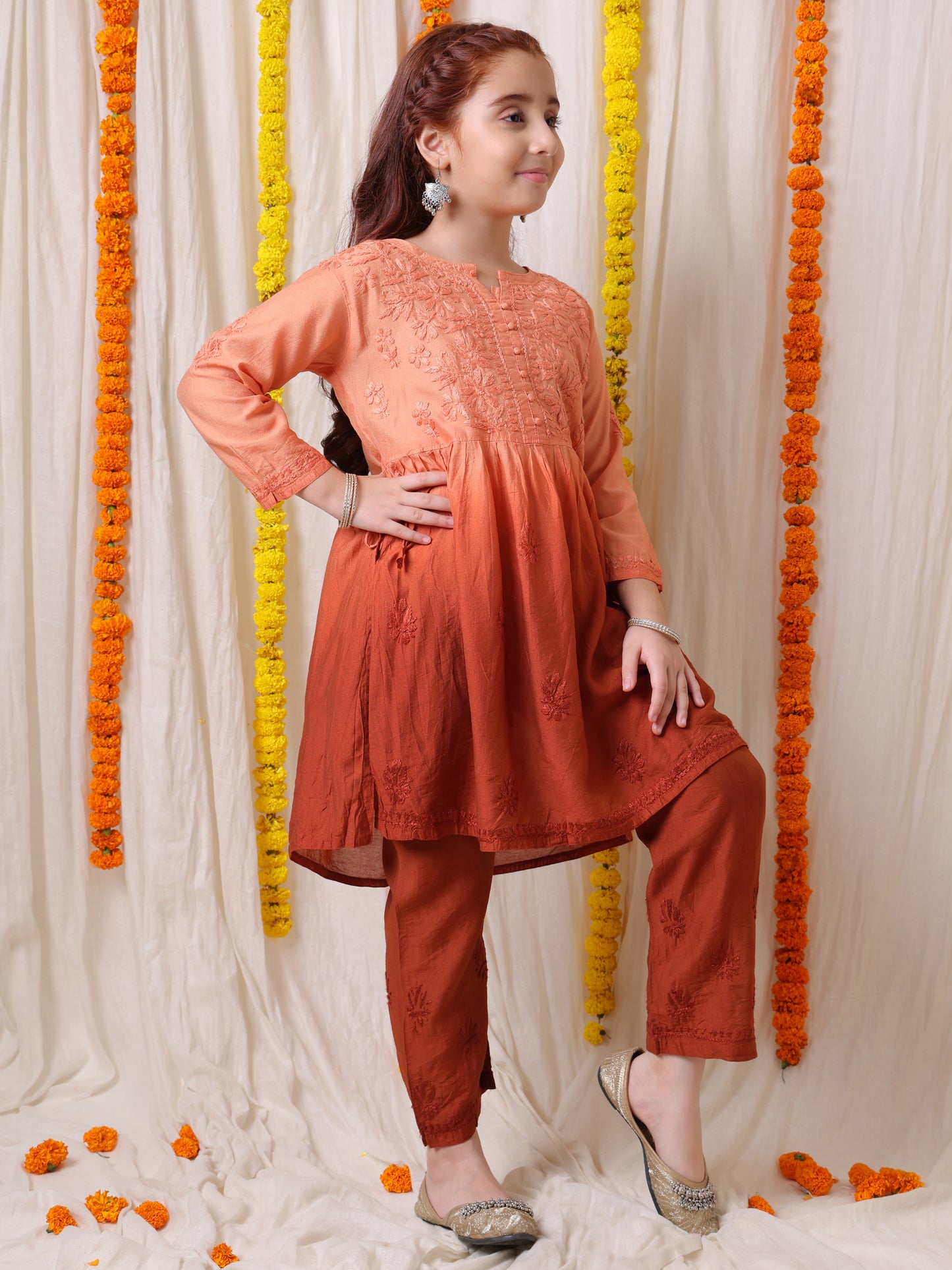 Elegant Floral Hand Embroidered Chikankari Suit Set