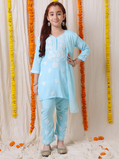 Hand embroidered chikankari suit set