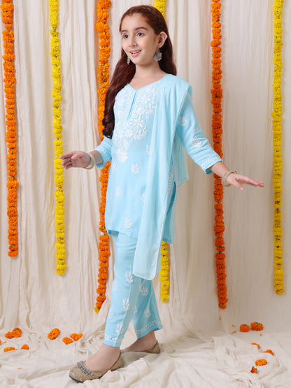 Hand embroidered chikankari suit set